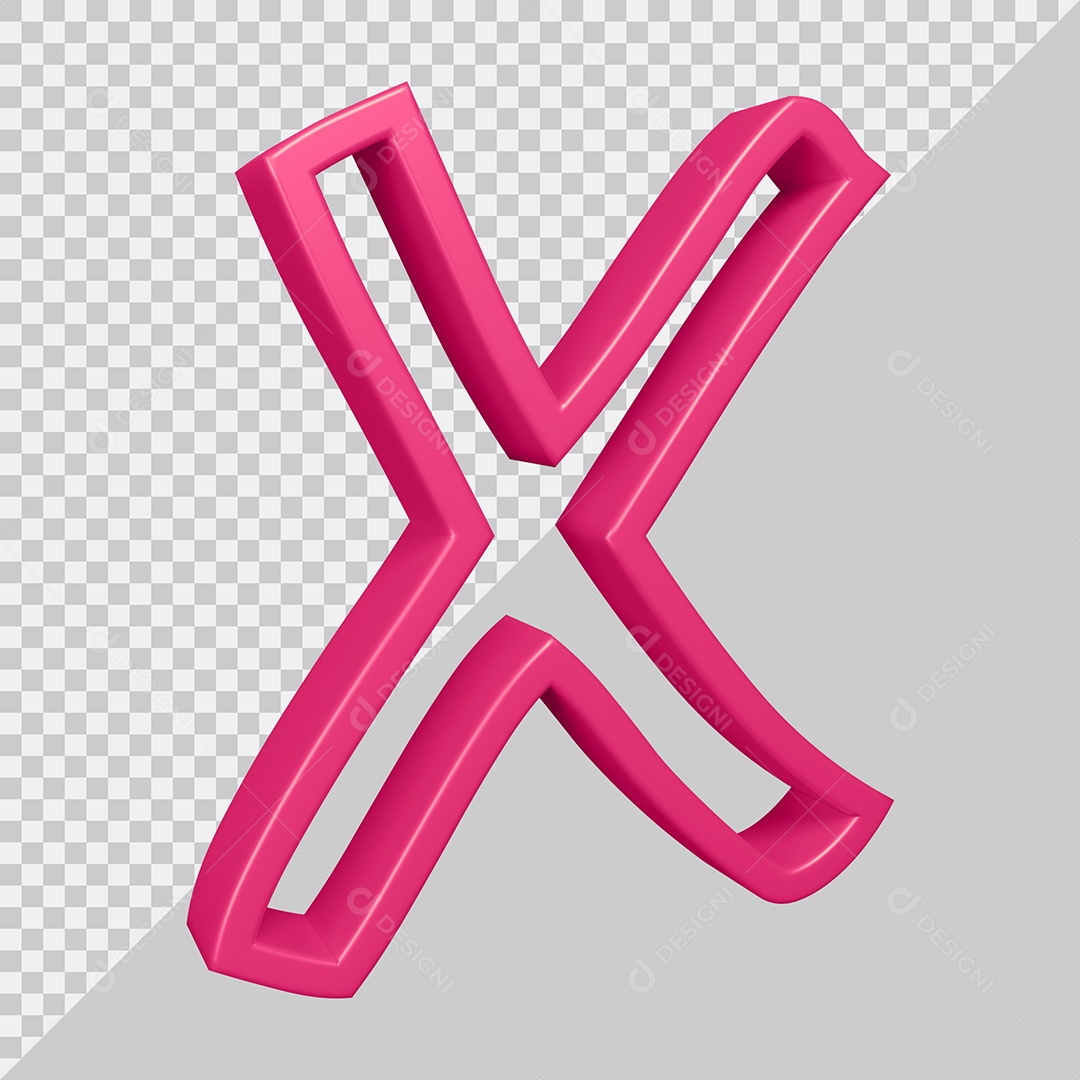 Elemento 3D Para Composição Letra X Rosa PSD