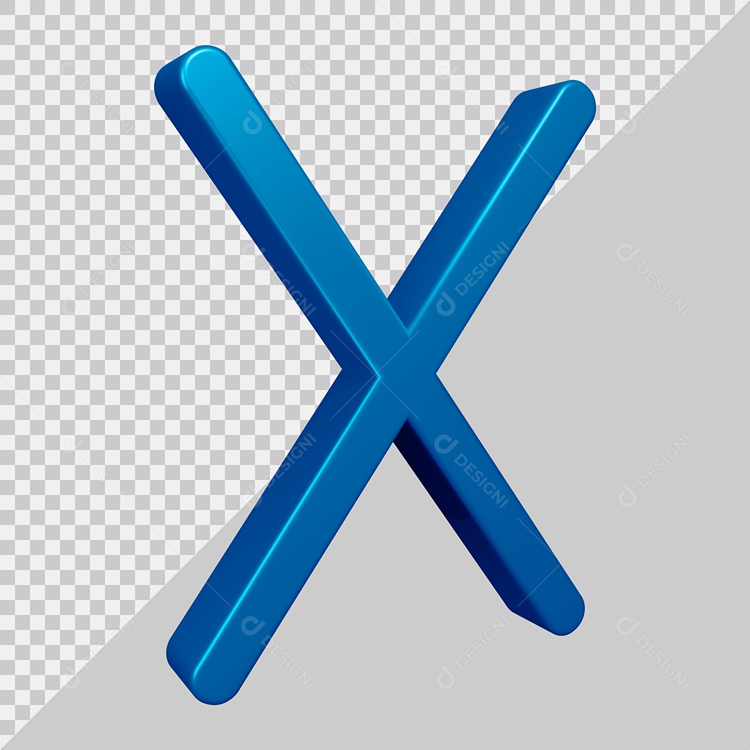 Elemento 3D Para Composição Letra X Azul PSD