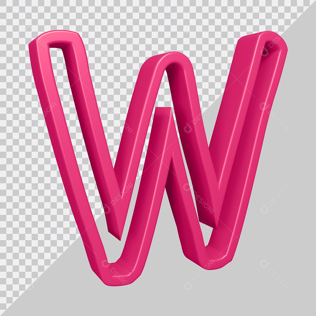 Elemento 3D Para Composição Letra W Rosa PSD