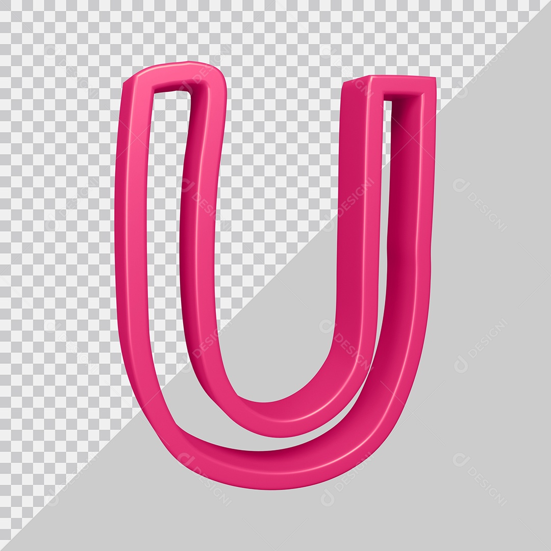 Elemento 3D Para Composição Letra U Rosa PSD