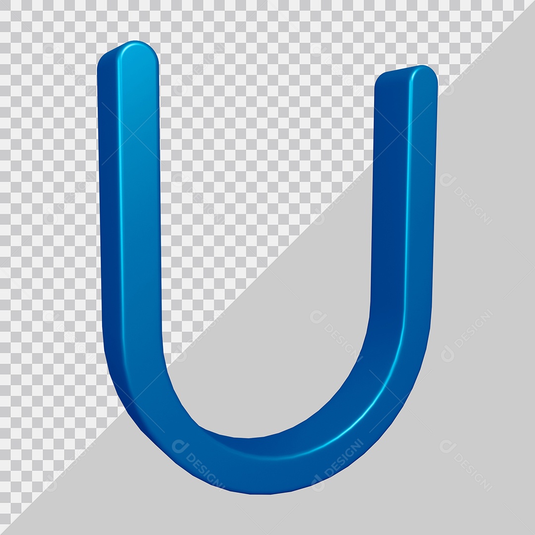 Elemento 3D Para Composição Letra U Azul PSD
