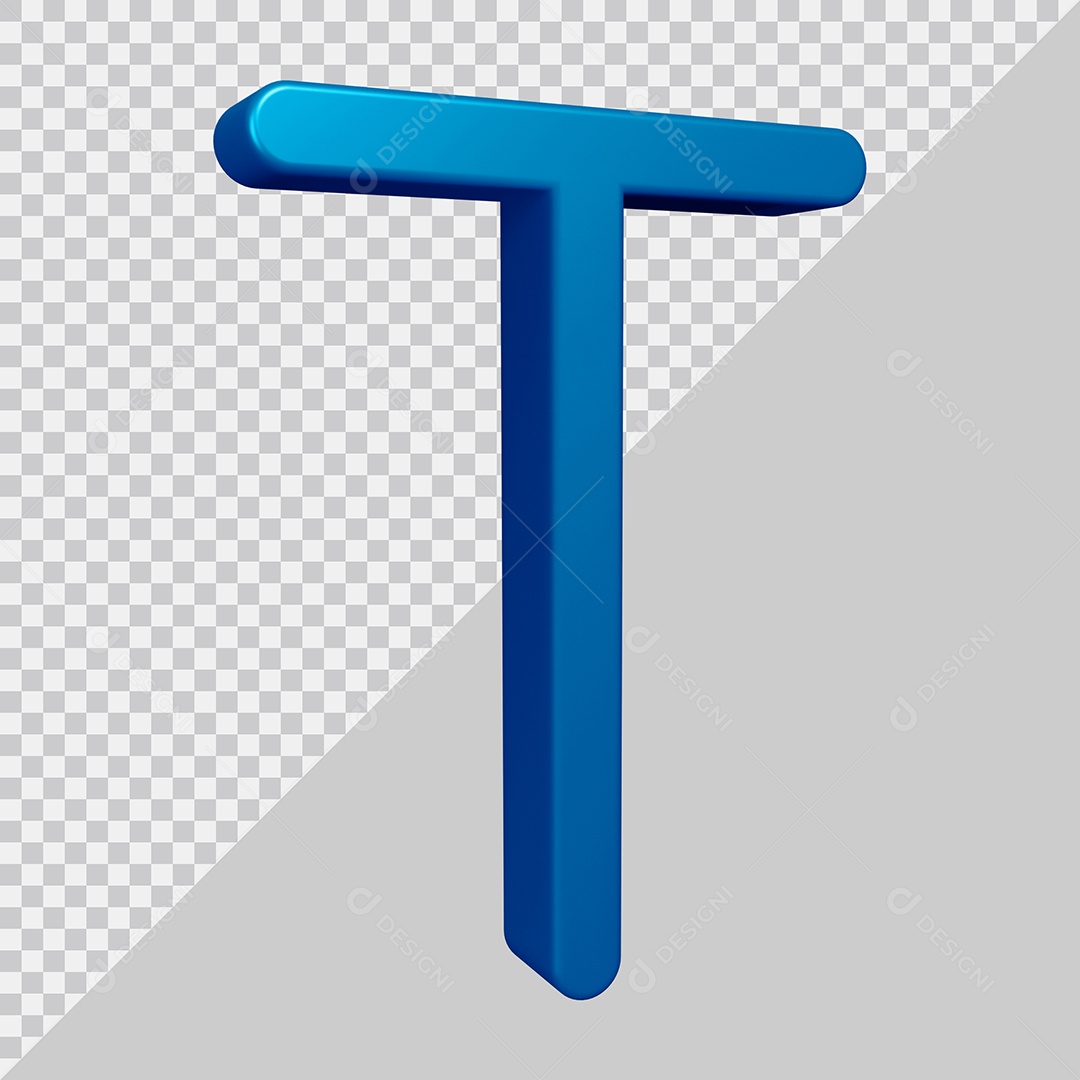 Elemento 3D Para Composição Letra T Azul PSD