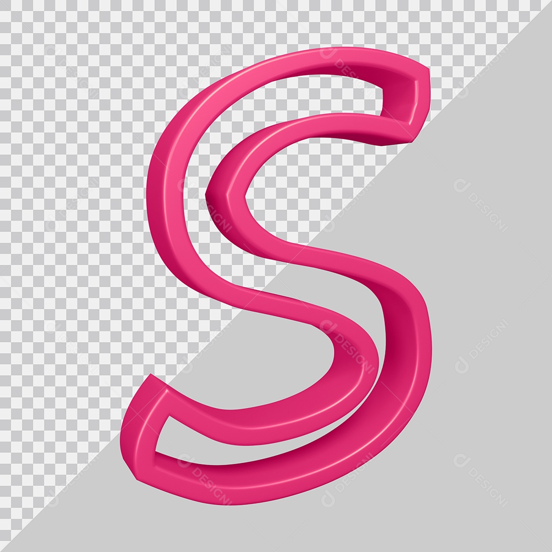 Elemento 3D Para Composição Letra S Rosa PSD