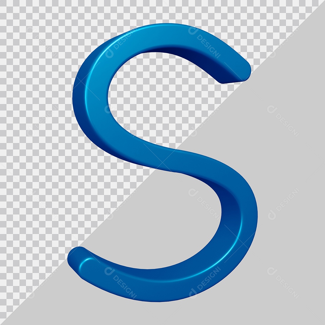 Elemento 3D Para Composição Letra S Azul PSD