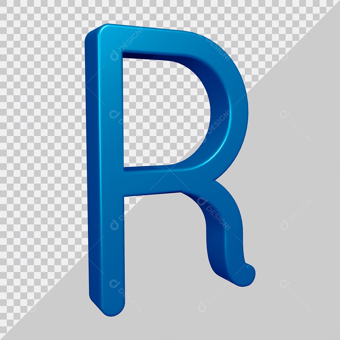 Elemento 3D Para Composição Letra R Azul PSD