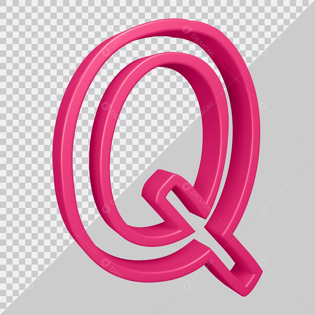 Elemento 3D Para Composição Letra Q Rosa PSD