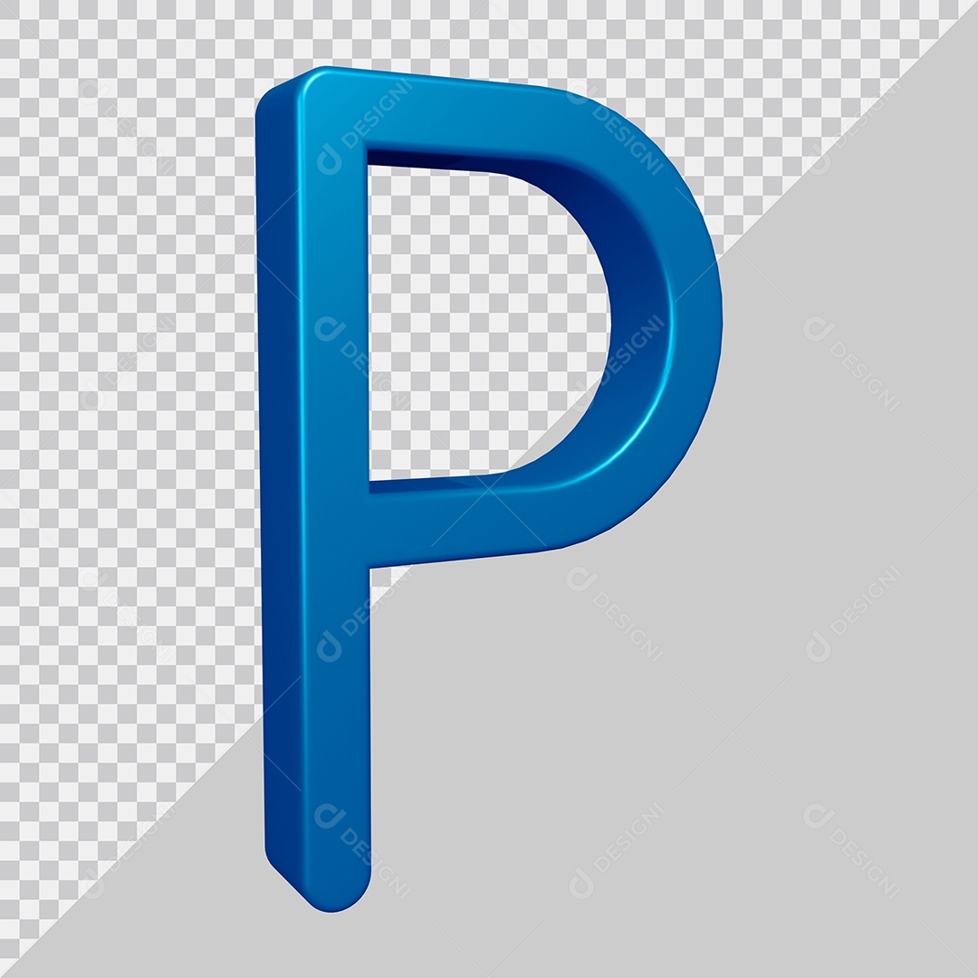 3D Element For Composition Letter P Blue PSD