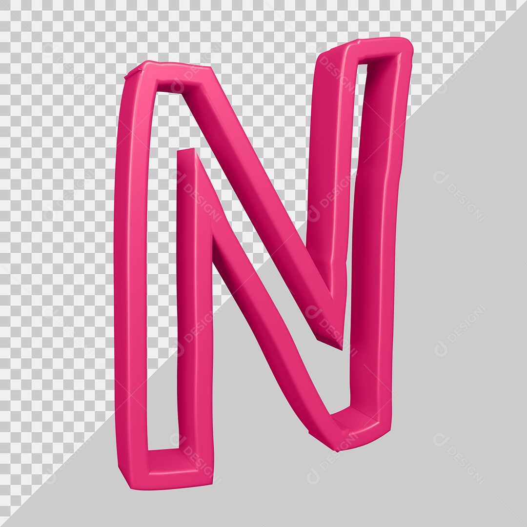 Elemento 3D Para Composição Letra N Rosa PSD