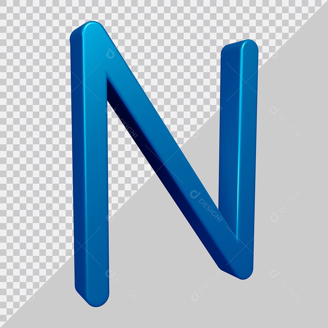 Elemento 3D Para Composição Letra N Azul PSD