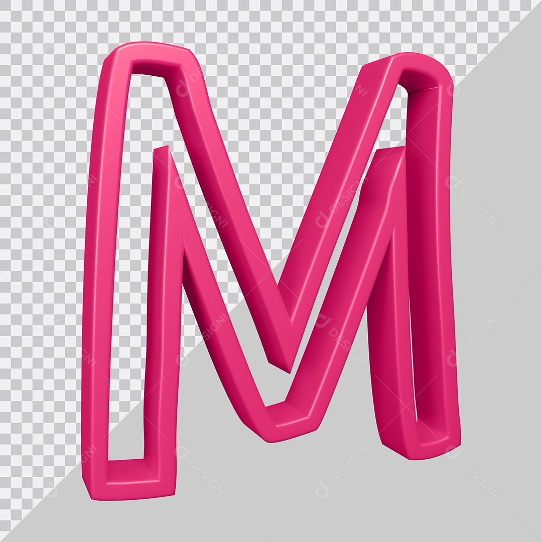 Elemento 3D Para Composição Letra M Rosa PSD