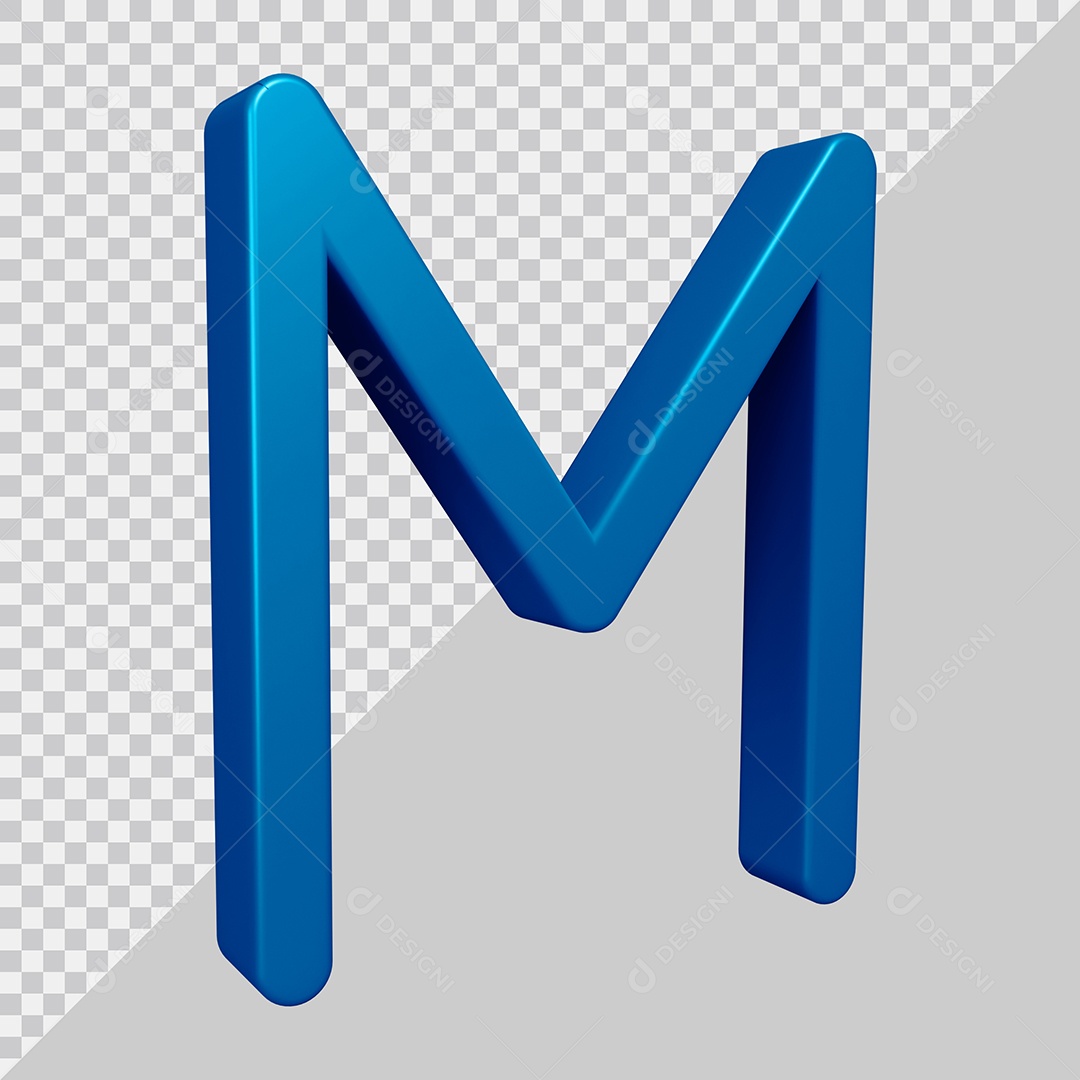 Elemento 3D Para Composição Letra M Azul PSD