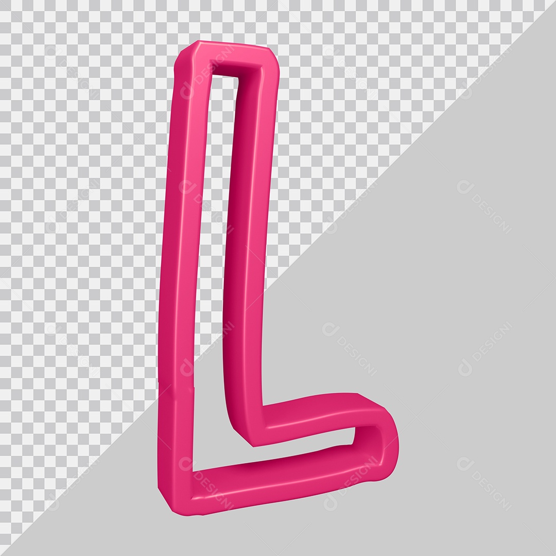 Elemento 3D Para Composição Letra L Rosa PSD