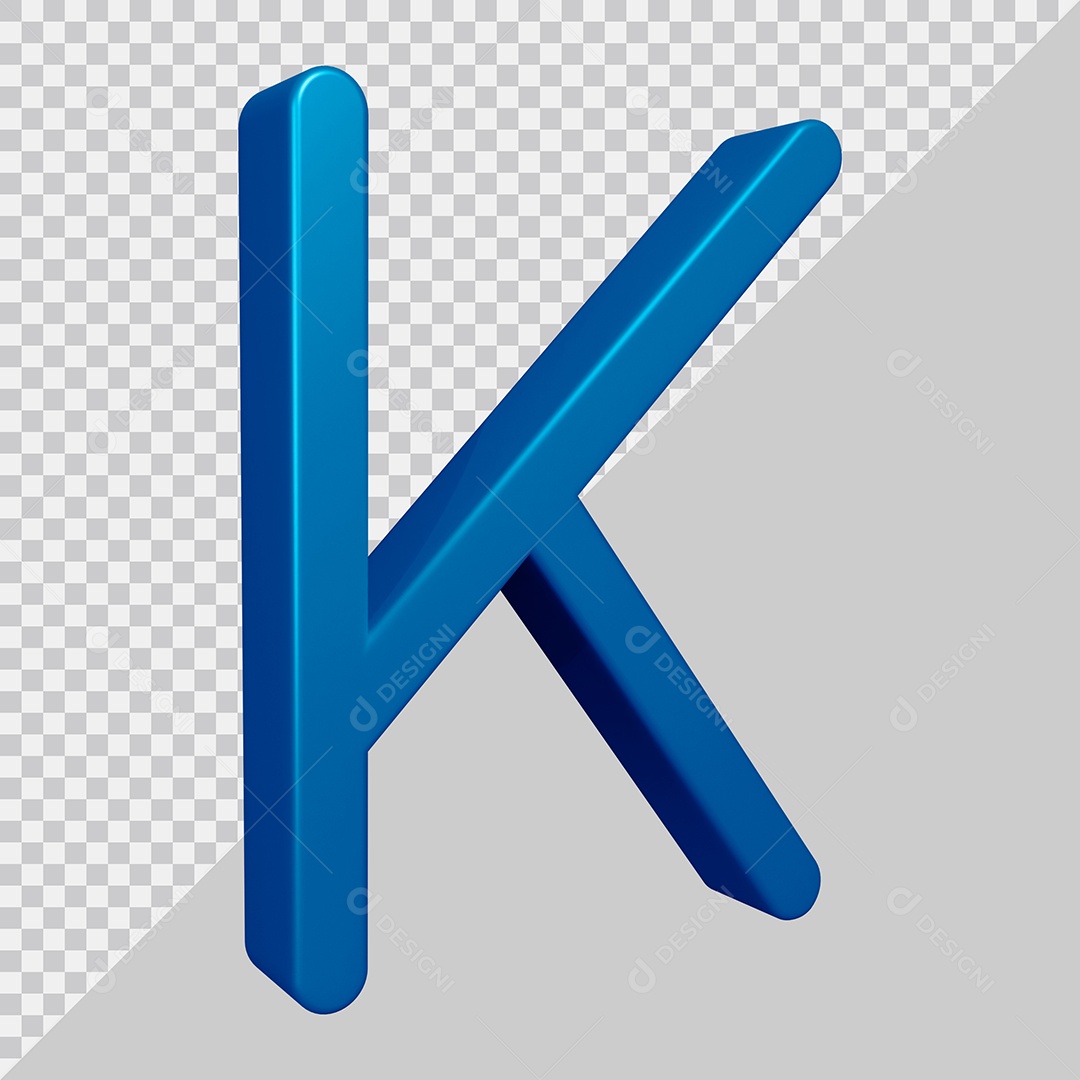 Elemento 3D Para Composição Letra K Azul PSD