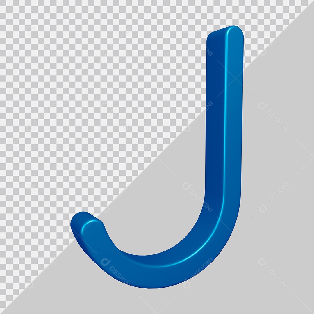 Elemento 3D Para Composição Letra J Azul PSD