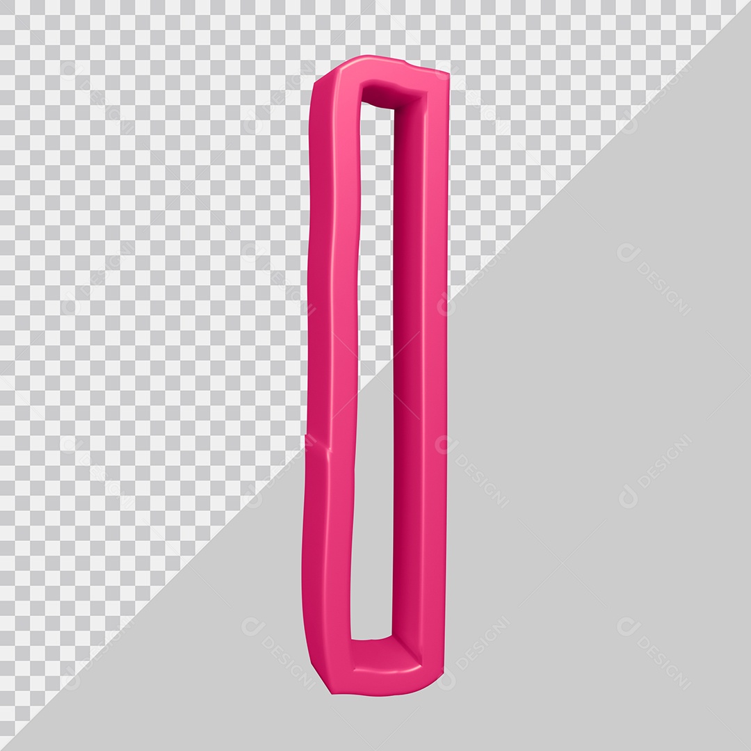 Elemento 3D Para Composição Letra I Rosa PSD