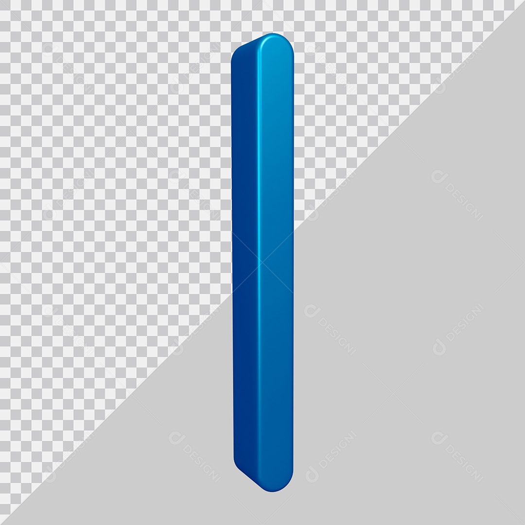 Elemento 3D Para Composição Letra I Azul PSD