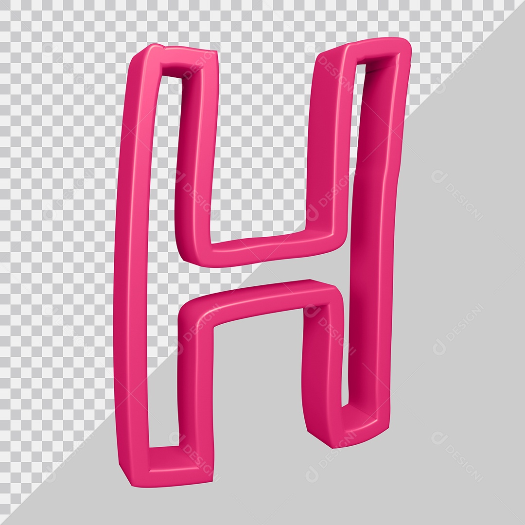 Elemento 3D Para Composição Letra H Rosa PSD