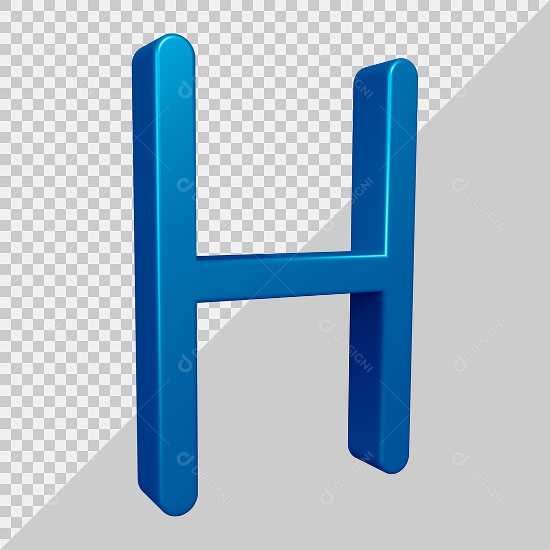 Elemento 3D Para Composição Letra H Azul PSD