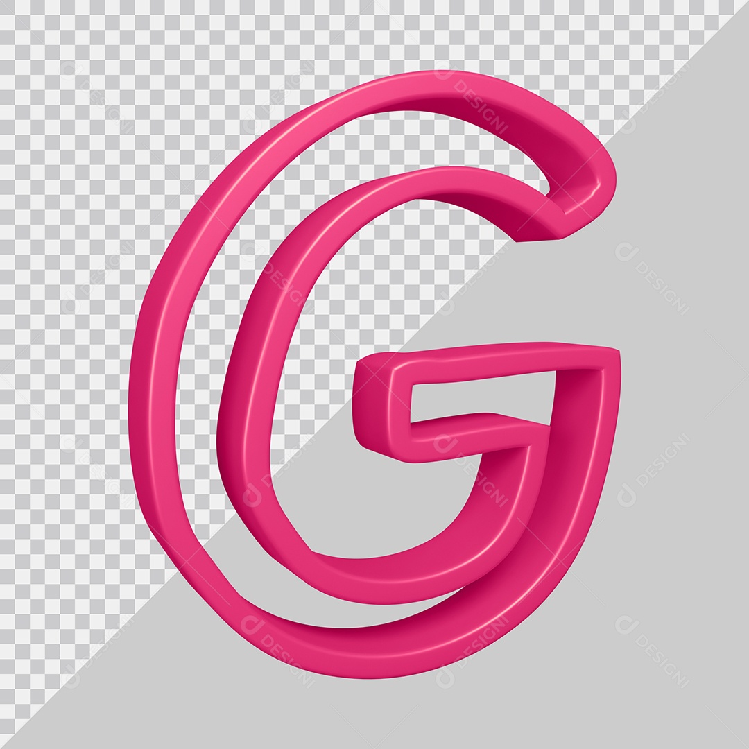 Elemento 3D Para Composição Letra G Rosa PSD