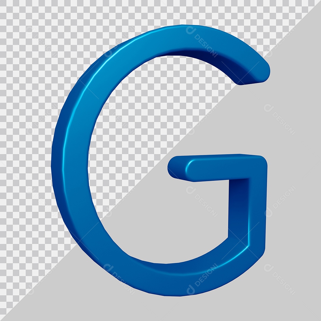 Elemento 3D Para Composição Letra G Azul PSD