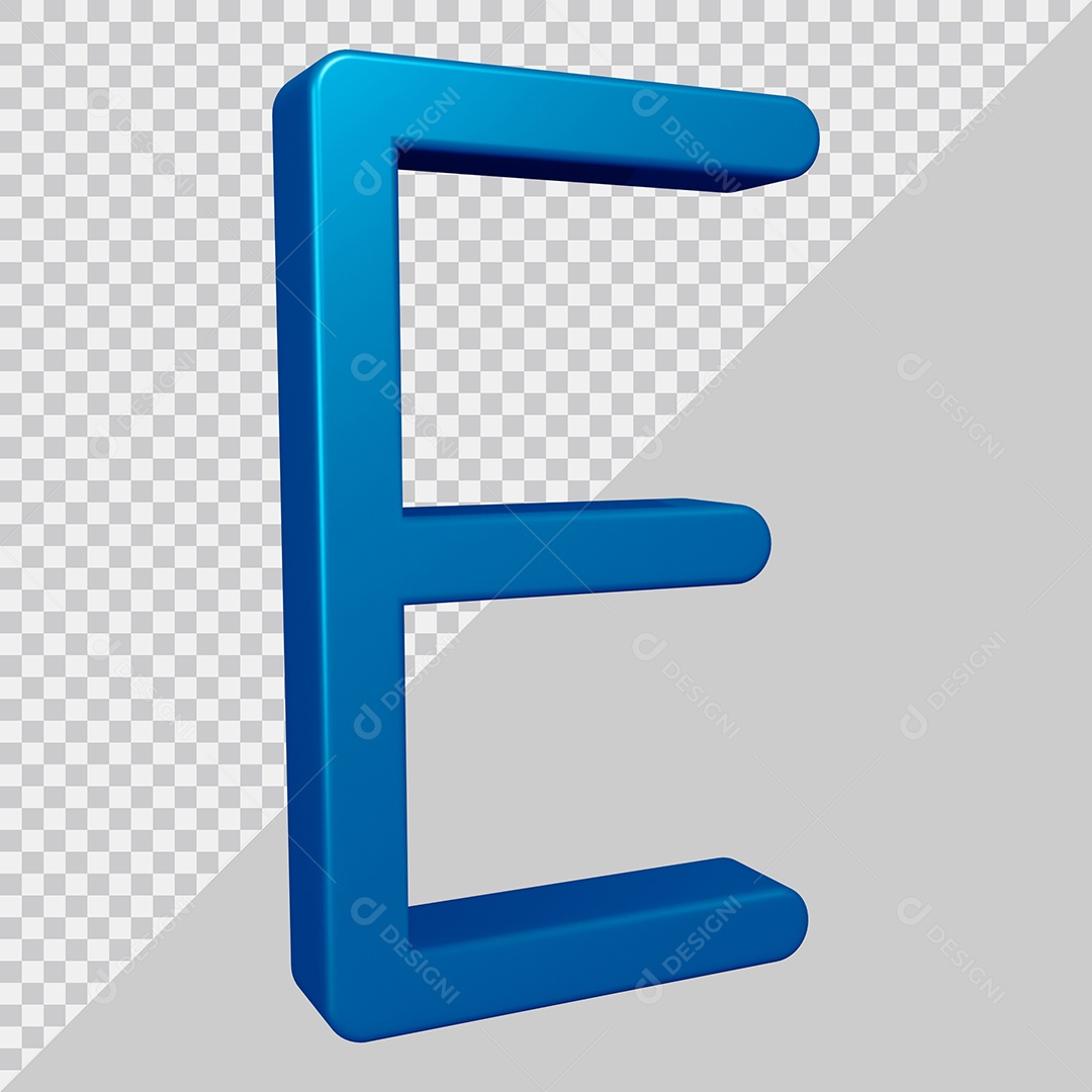 Elemento 3D Para Composição Letra E Azul PSD