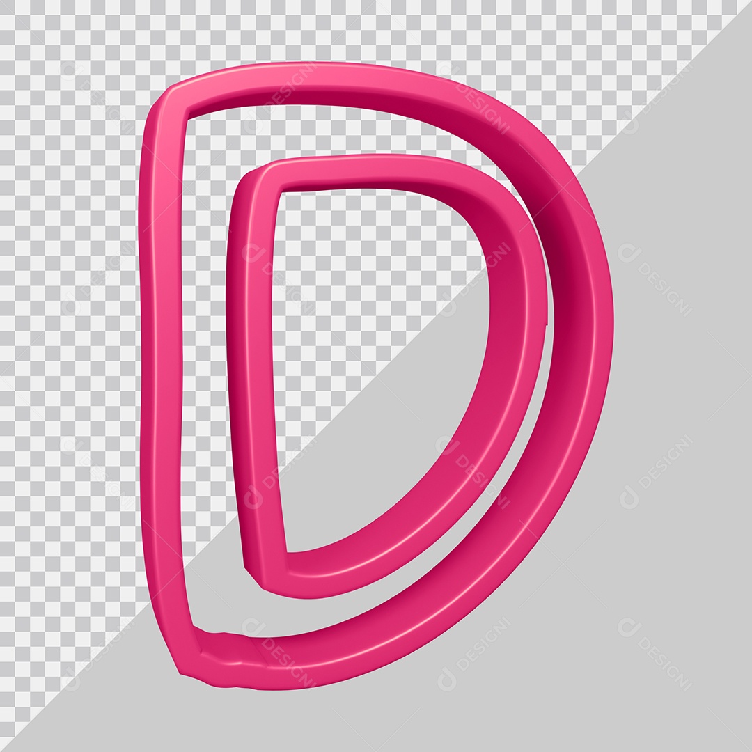 Elemento 3D Para Composição Letra D Rosa PSD