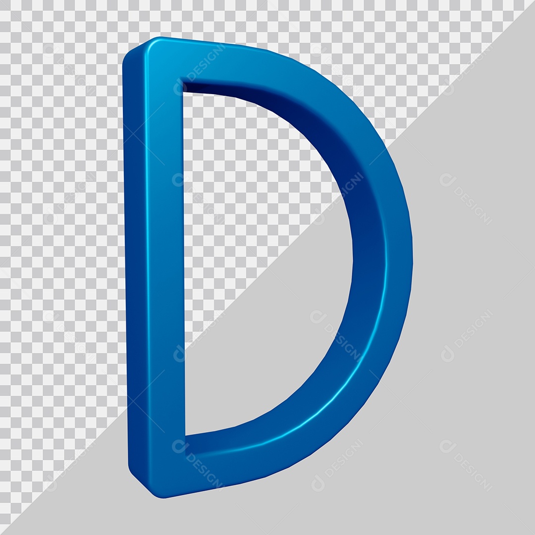 Elemento 3D Para Composição Letra D Azul PSD