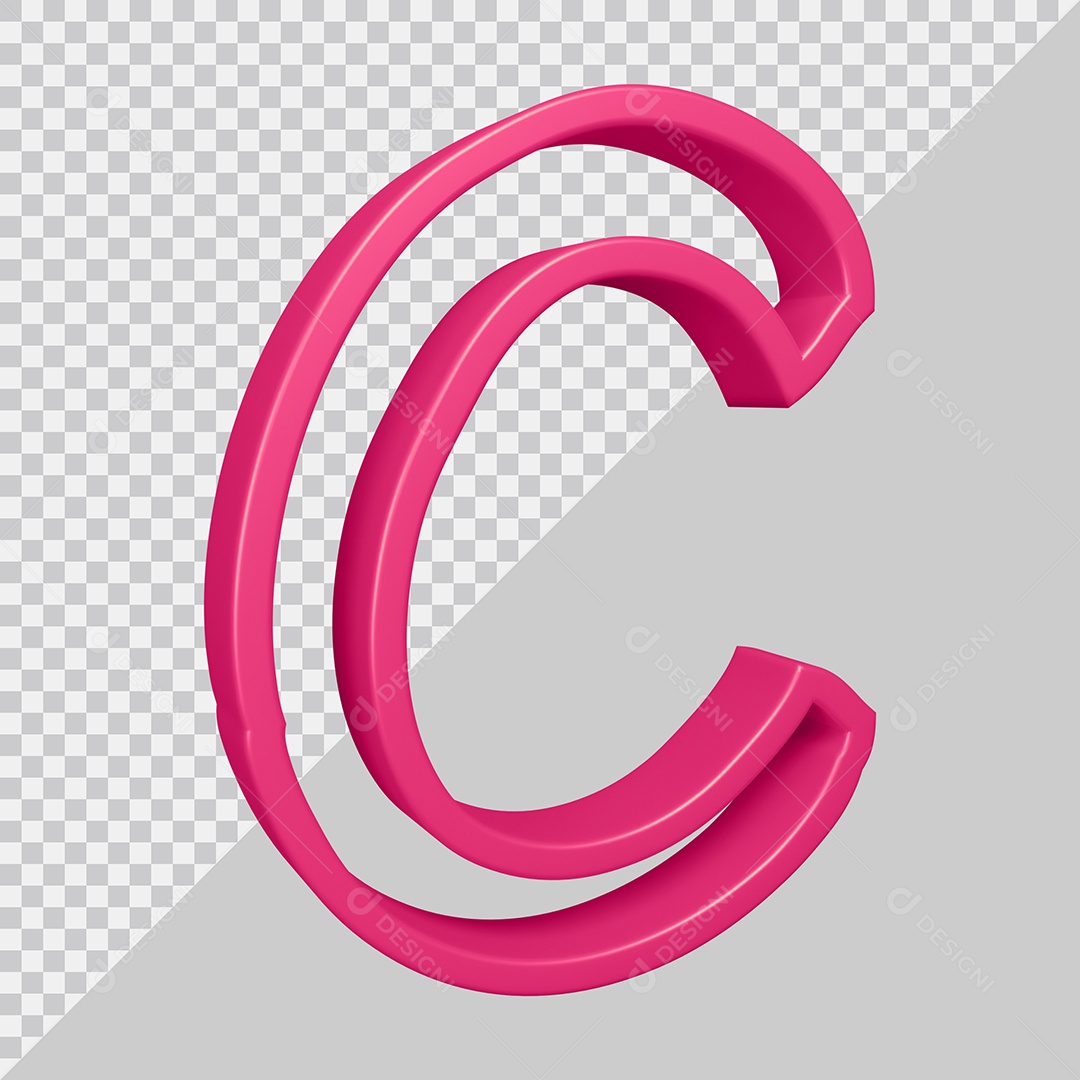 Elemento 3D Para Composição Letra C Rosa PSD