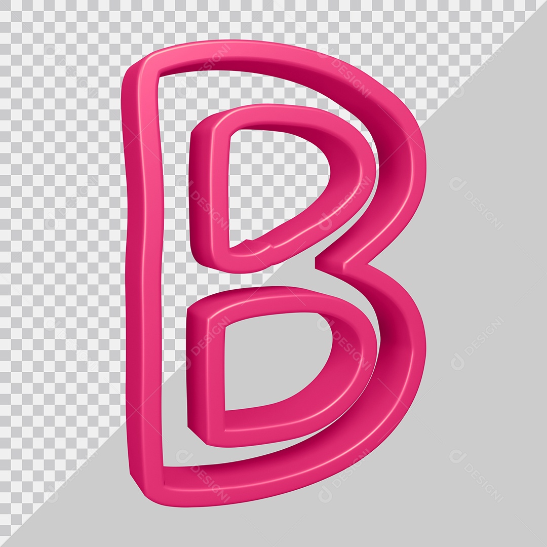 Elemento 3D Para Composição Letra B Rosa PSD
