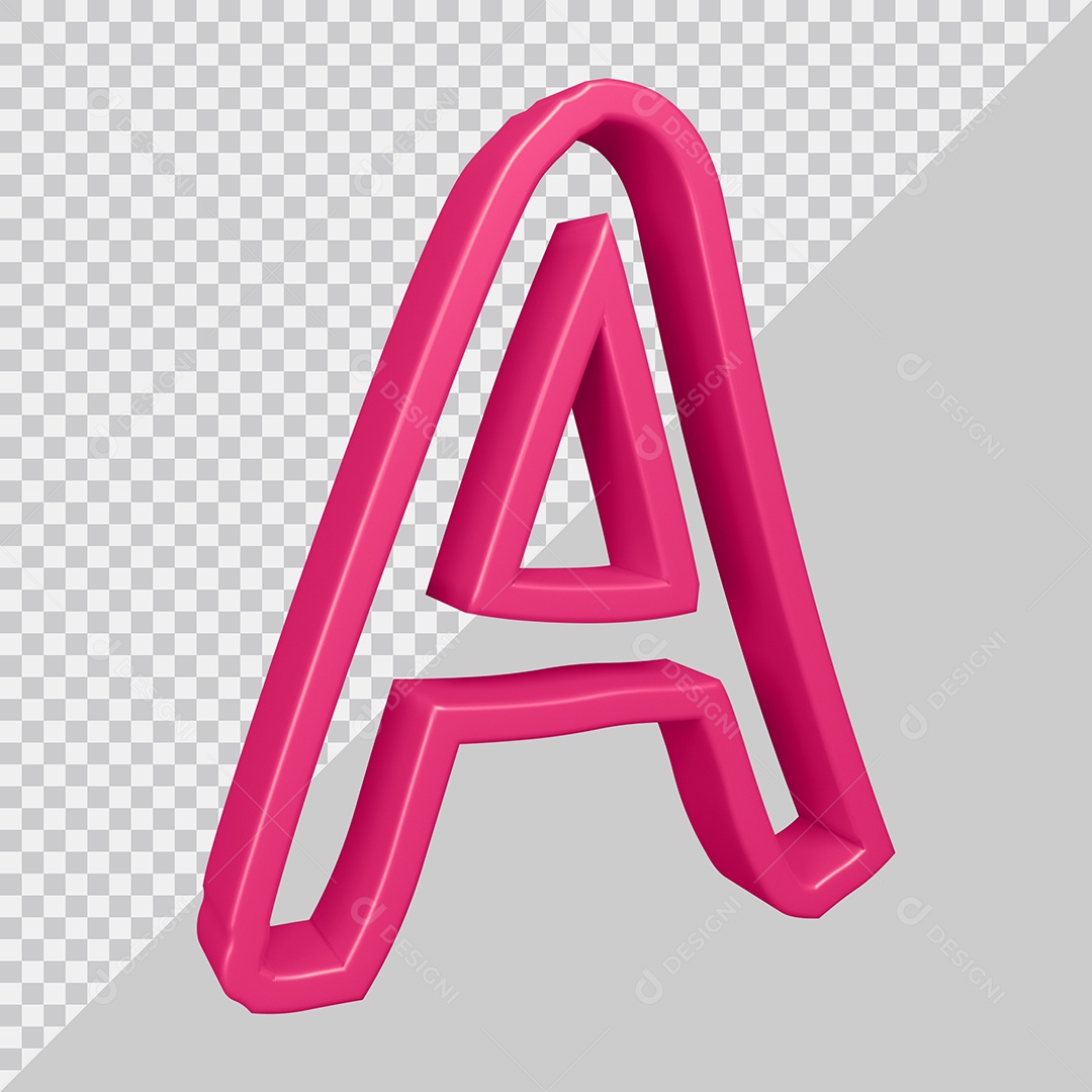 Elemento 3D Para Composição Letra A Rosa PSD