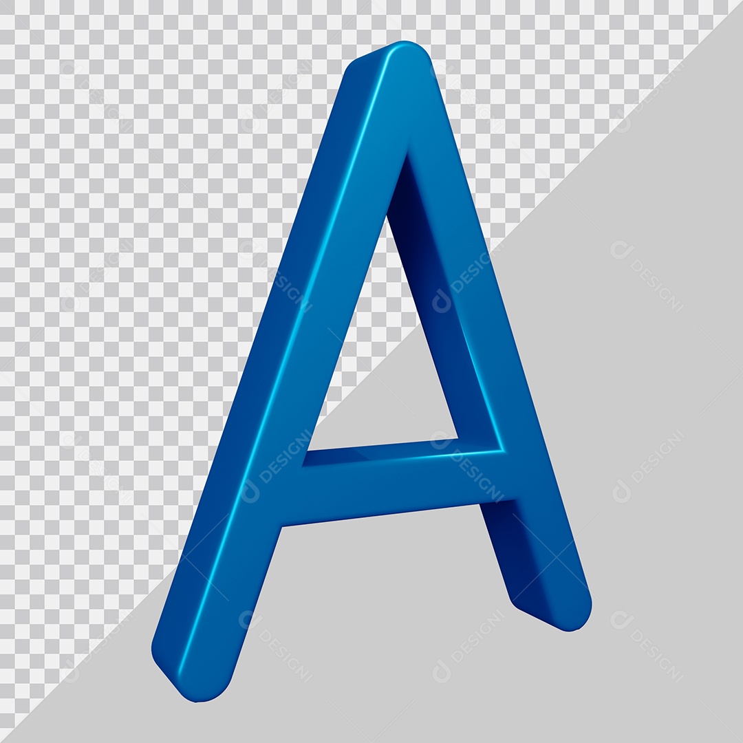 Elemento 3D Para Composição Letra A Azul PSD