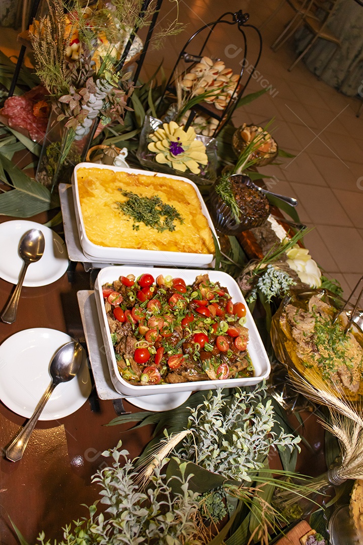 Banquete comidas para festas de casamento