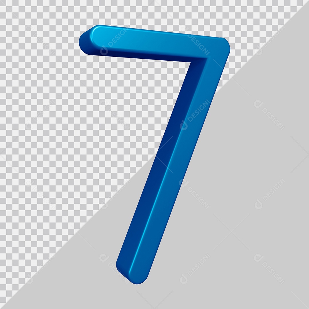 Elemento 3D Para Composição Número 7 Azul PSD