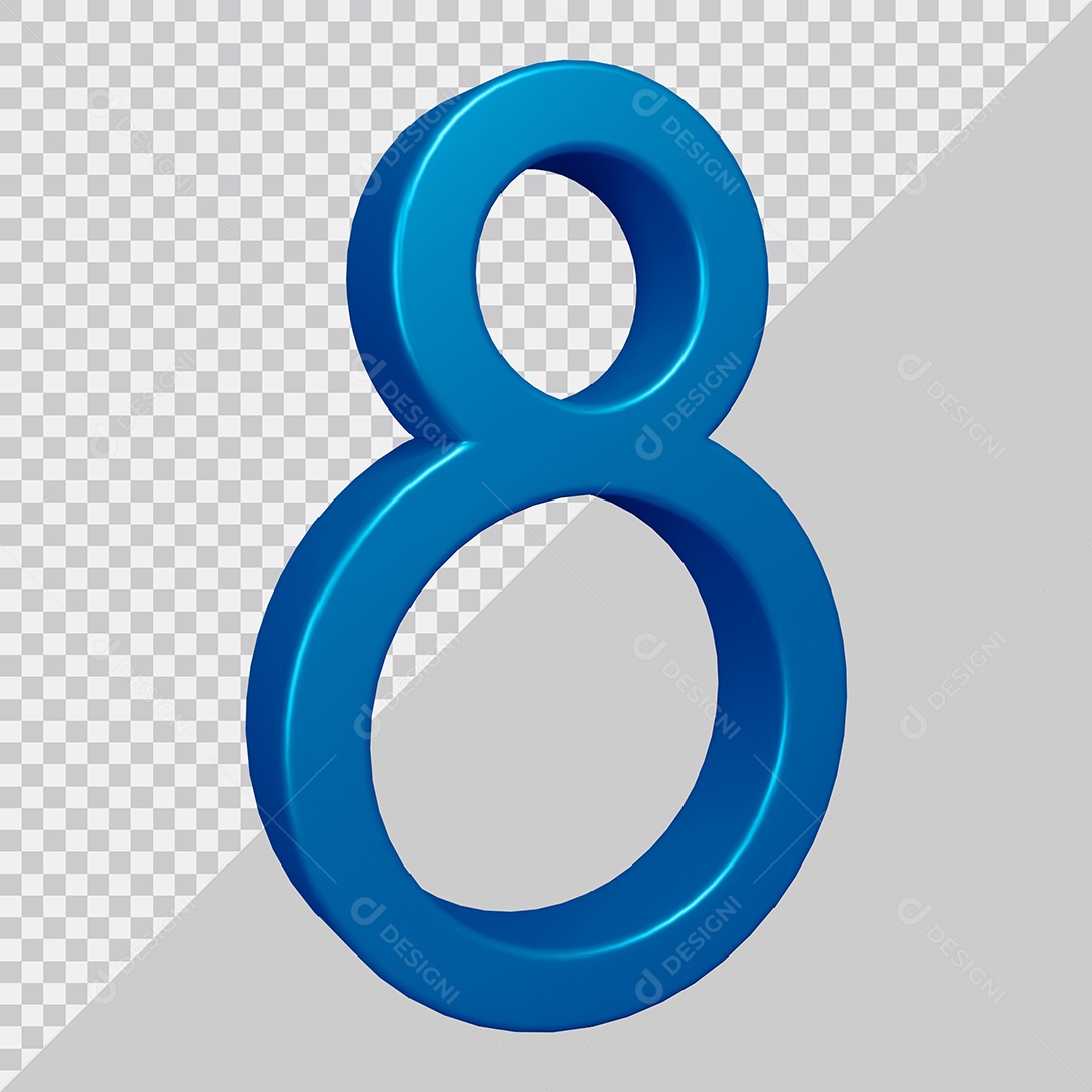 Elemento 3D Para Composição Número 8 Azul PSD
