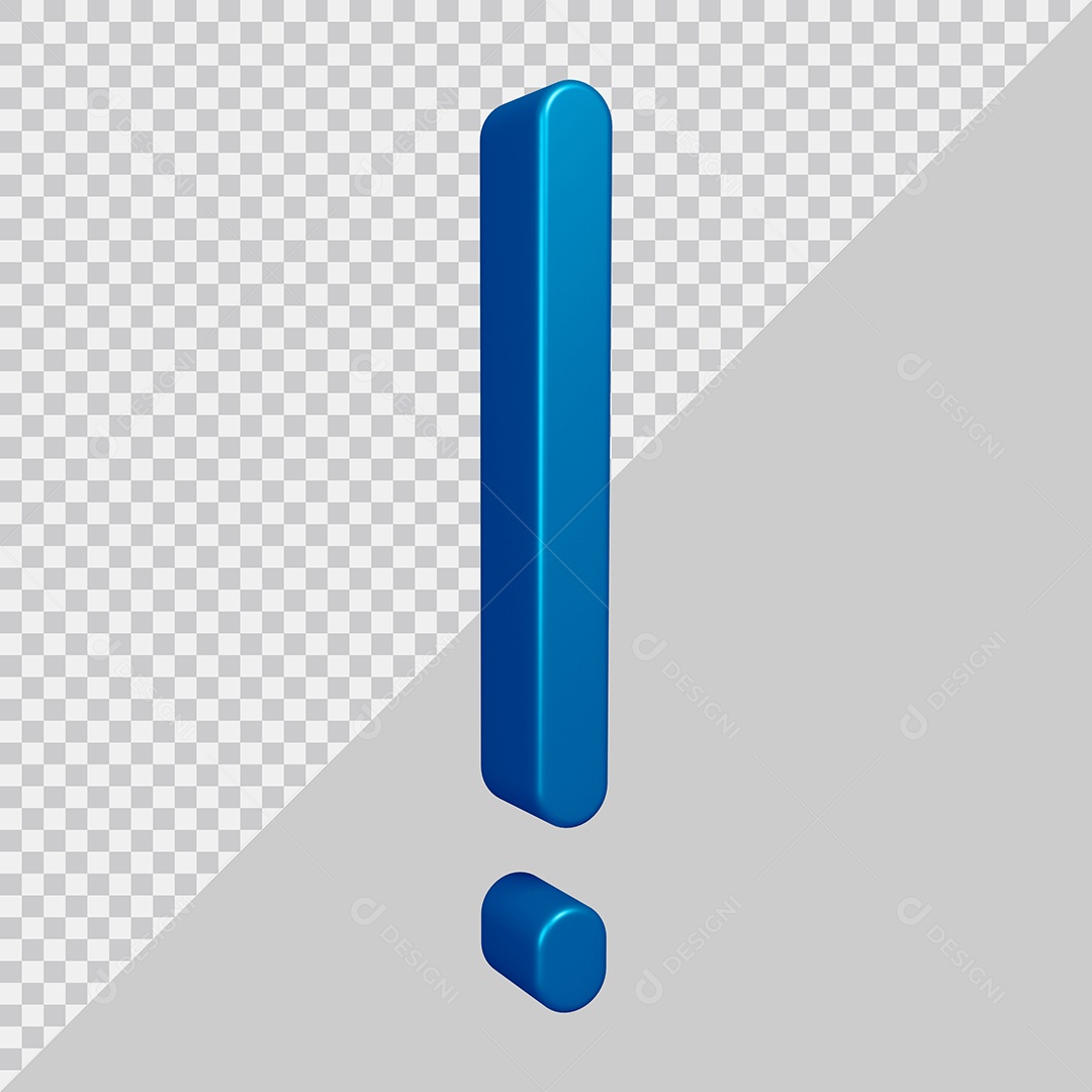 Elemento 3D Para Composição Símbolo de Ponto de Exclamação Azul PSD
