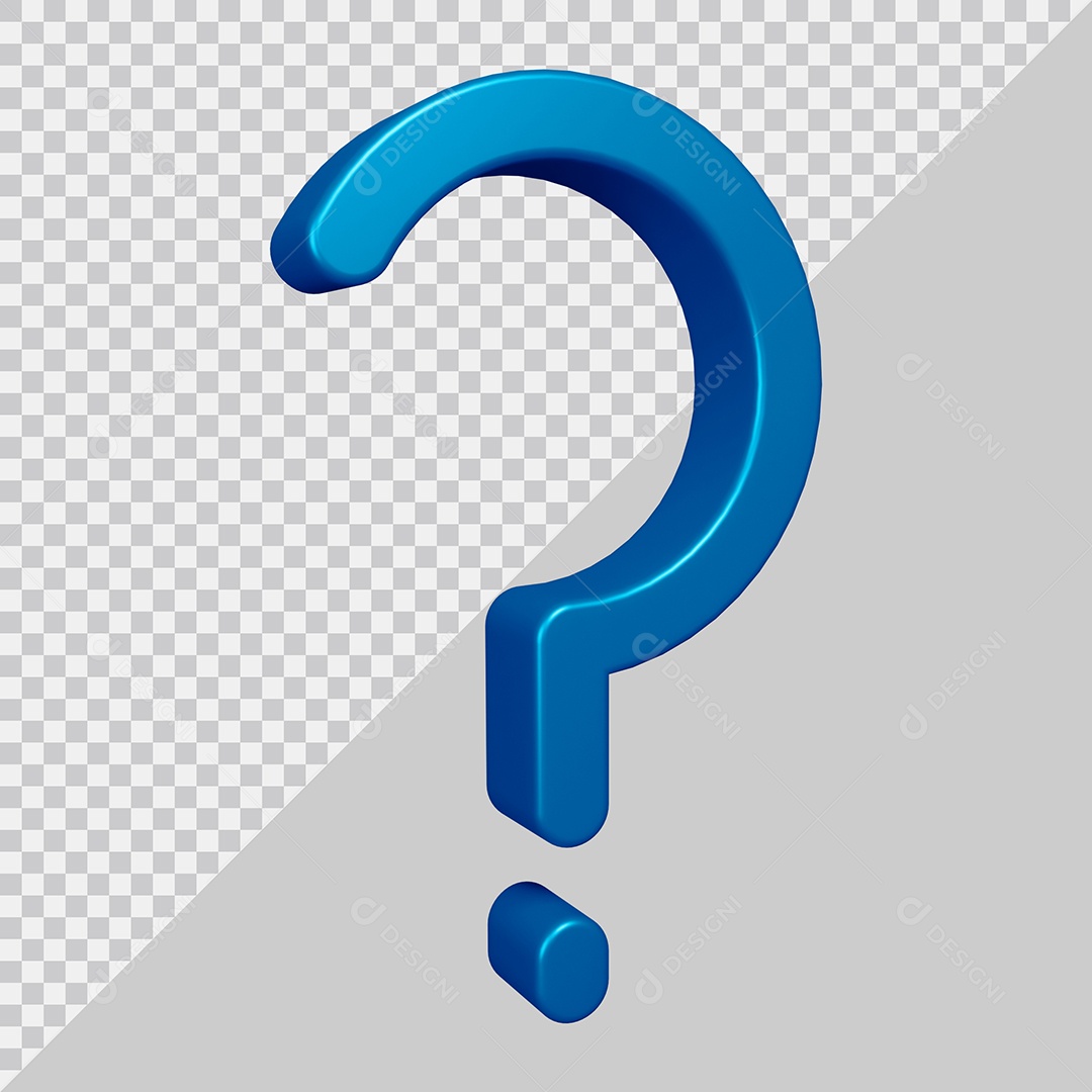 Elemento 3D Para Composição Símbolo de ponto de interrogação Azul PSD