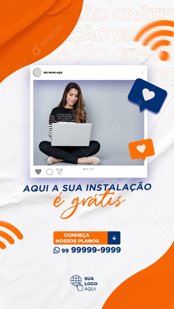 Aqui é A Instalação De Wi-fi é Totalmente Grátis Social Media PSD Editável