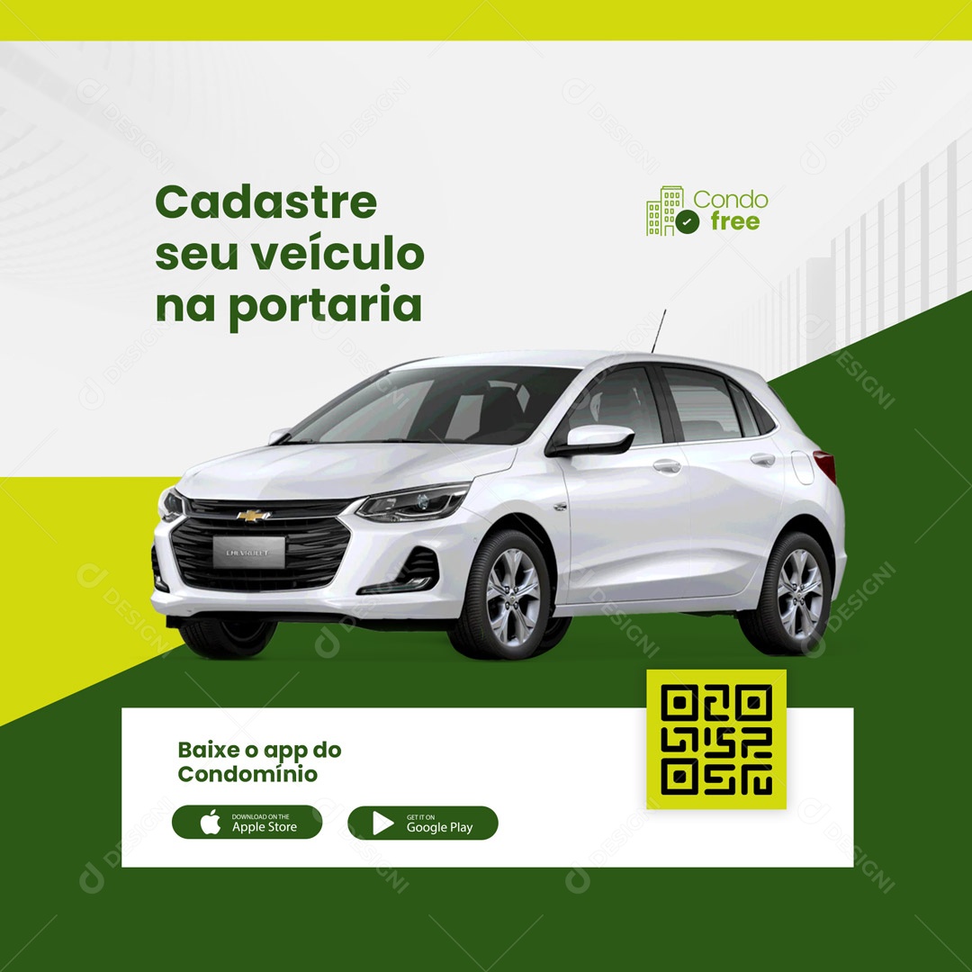 Cadastre seu Veículo na Portaria Condomínio Social Media PSD Editável