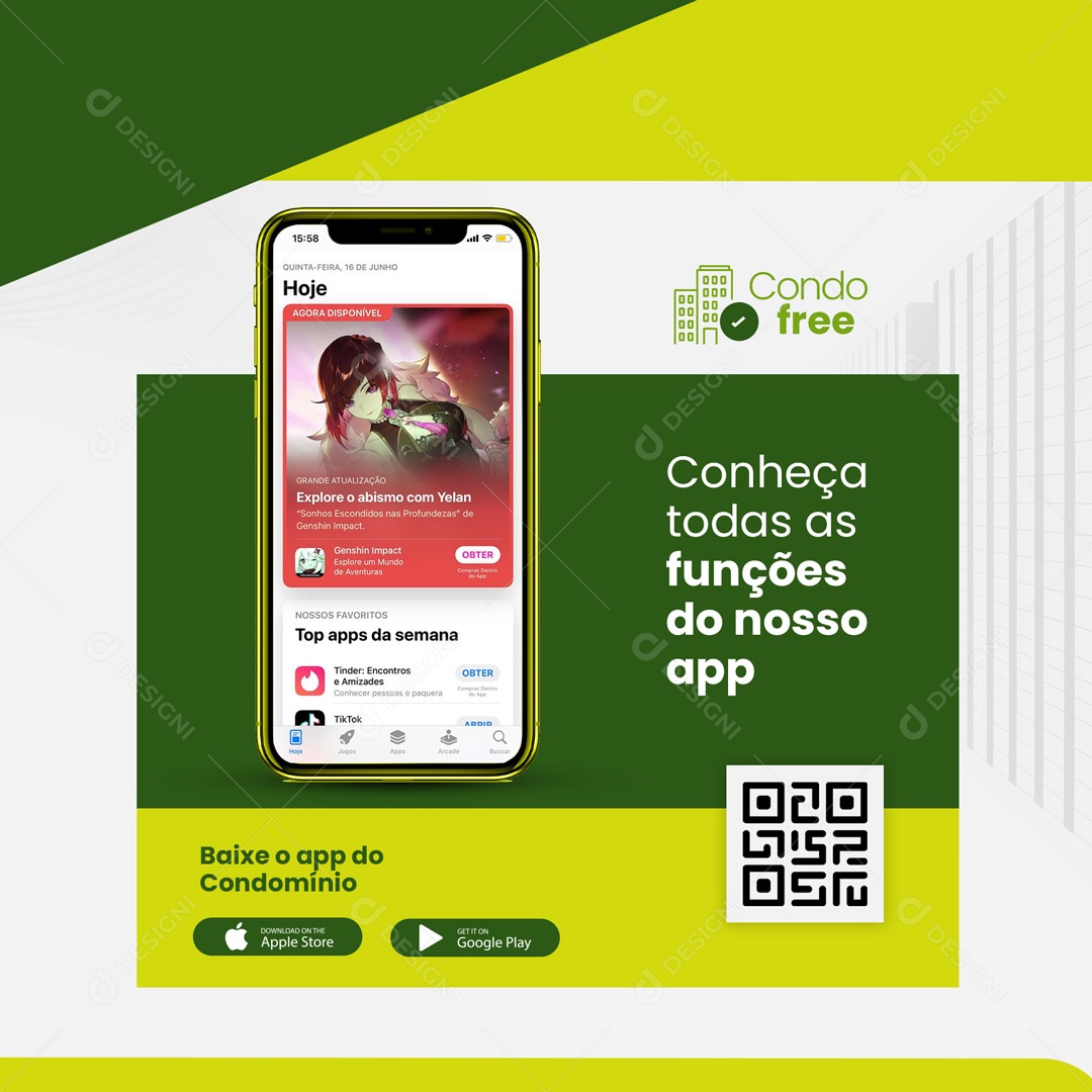 Baixe o Aplicativo do Condomínio Social Media PSD Editável