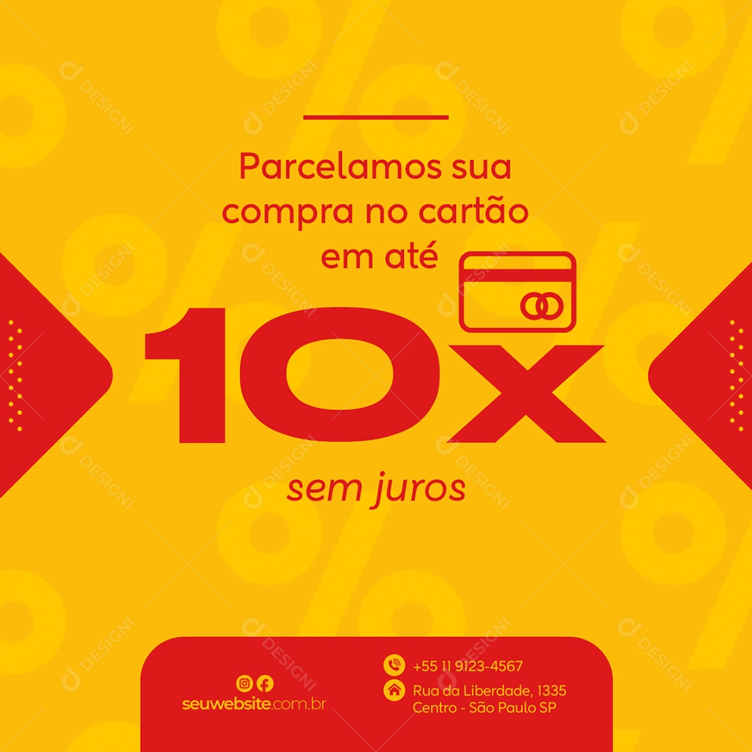 Parcelamos A Sua Compra Em Até 10X Social Media PSD Editável