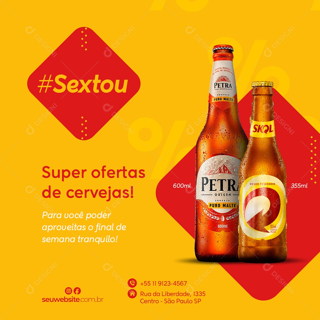 Sextou Com Super Promoções Em Cervejas Social Media PSD Editável