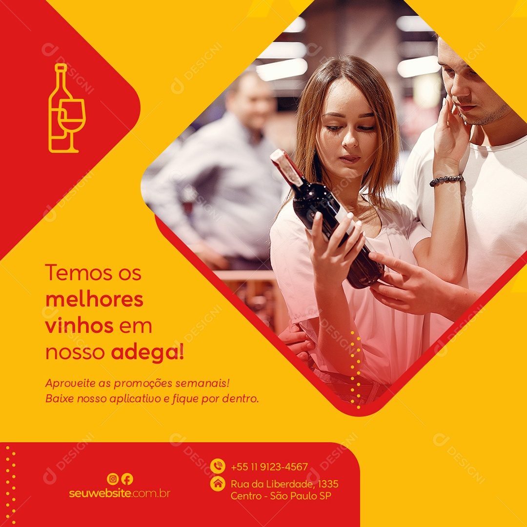 Temos Os Melhores Vinhos Em Nossa Adega Social Media PSD Editável
