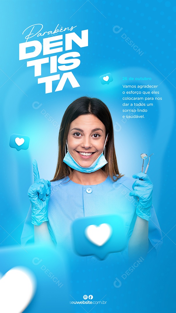 Gratidão a Você Dia do Dentista 25 De Outubro Social Media PSD Editável