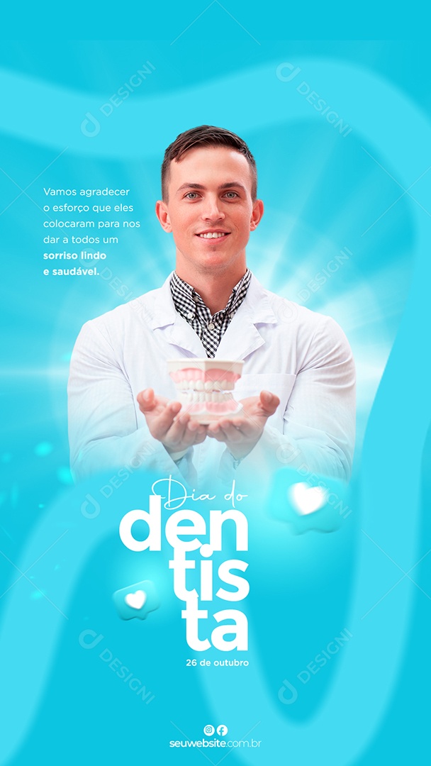 Gratidão a Você Dia do Dentista 25 De Outubro Social Media PSD Editável