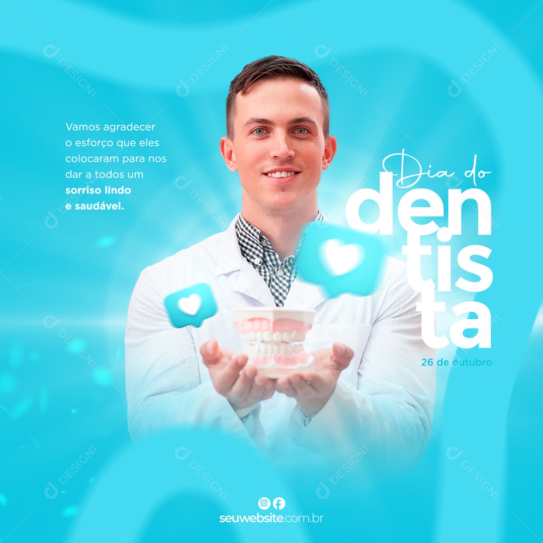 Gratidão a Você Dia do Dentista 25 De Outubro Social Media PSD Editável