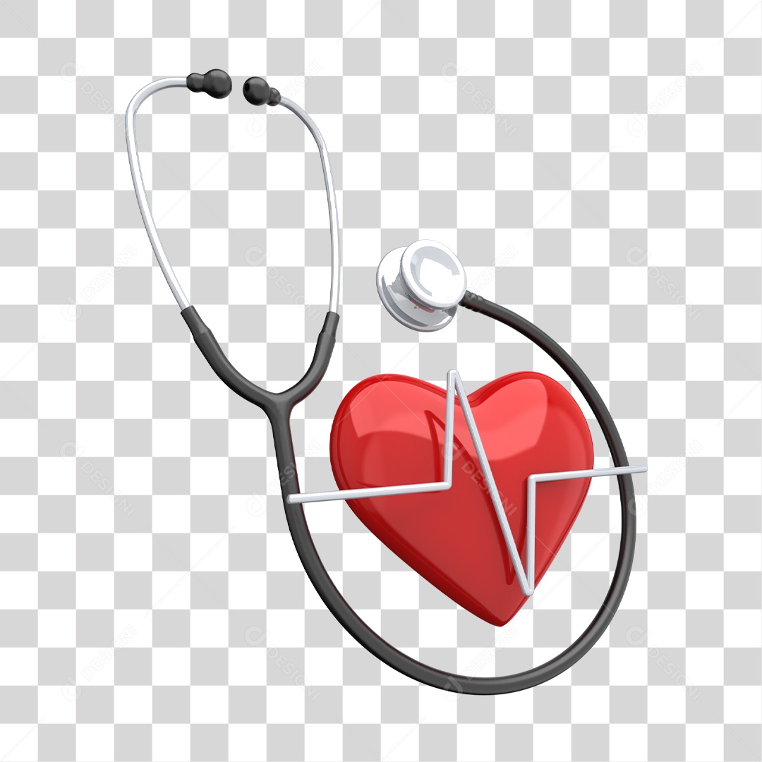 Estetoscópio Preto e Coração Conceito do Dia do Médico PNG