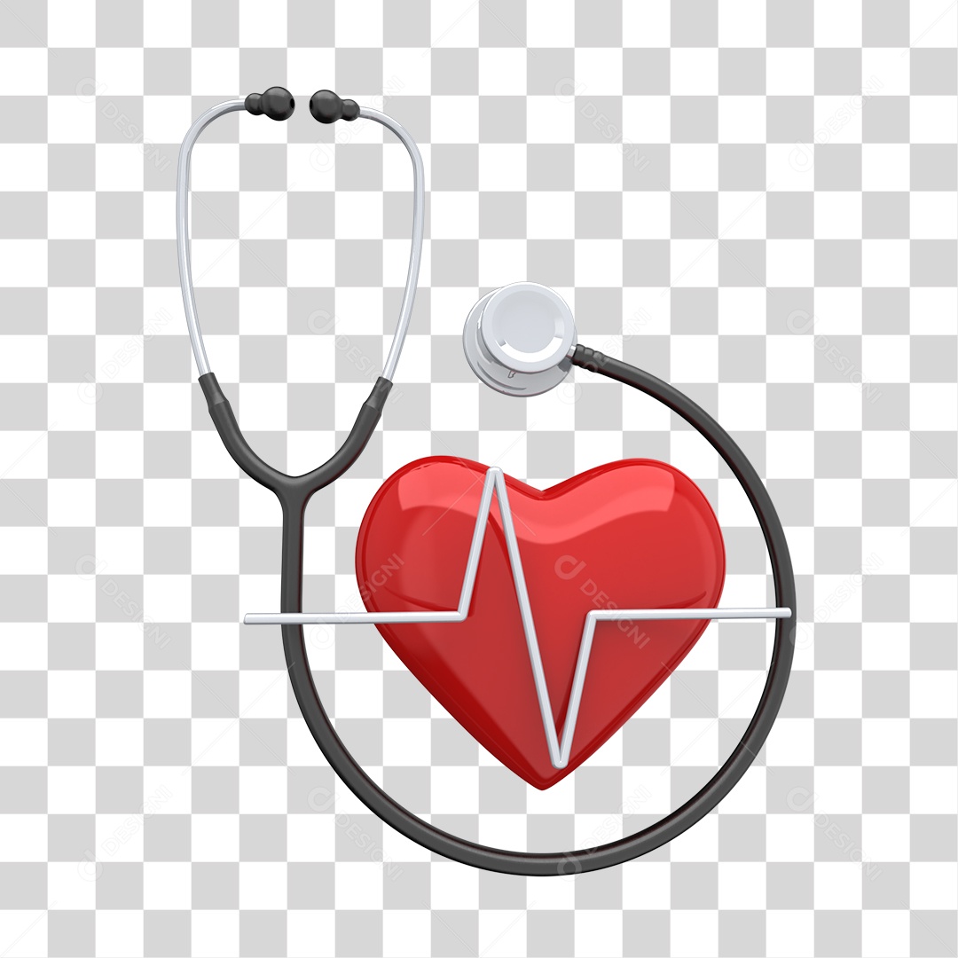 Estetoscópio Preto e Coração Conceito do Dia do Médico PNG  (4)