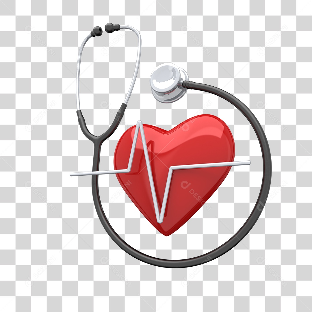 Estetoscópio Azul e Coração Conceito do Dia do Médico PNG