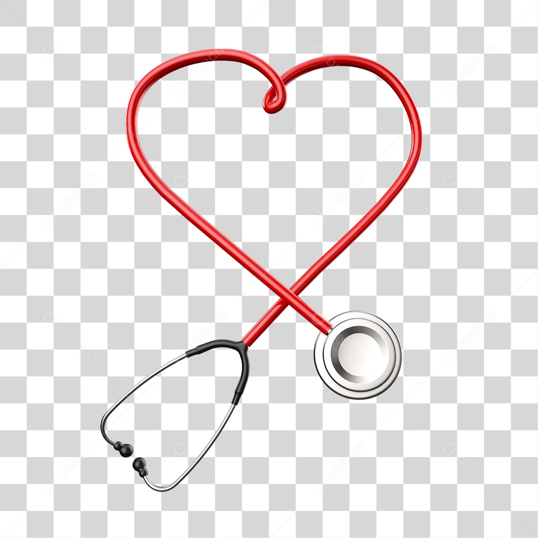 Estetoscópio Vermelho Elemento 3D PNG