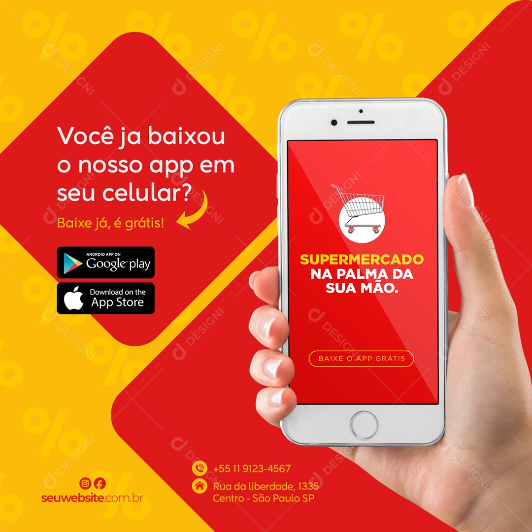 Você Já Baixou O Nosso App Para Pedidos Abaixe Já Social Media PSD Editável